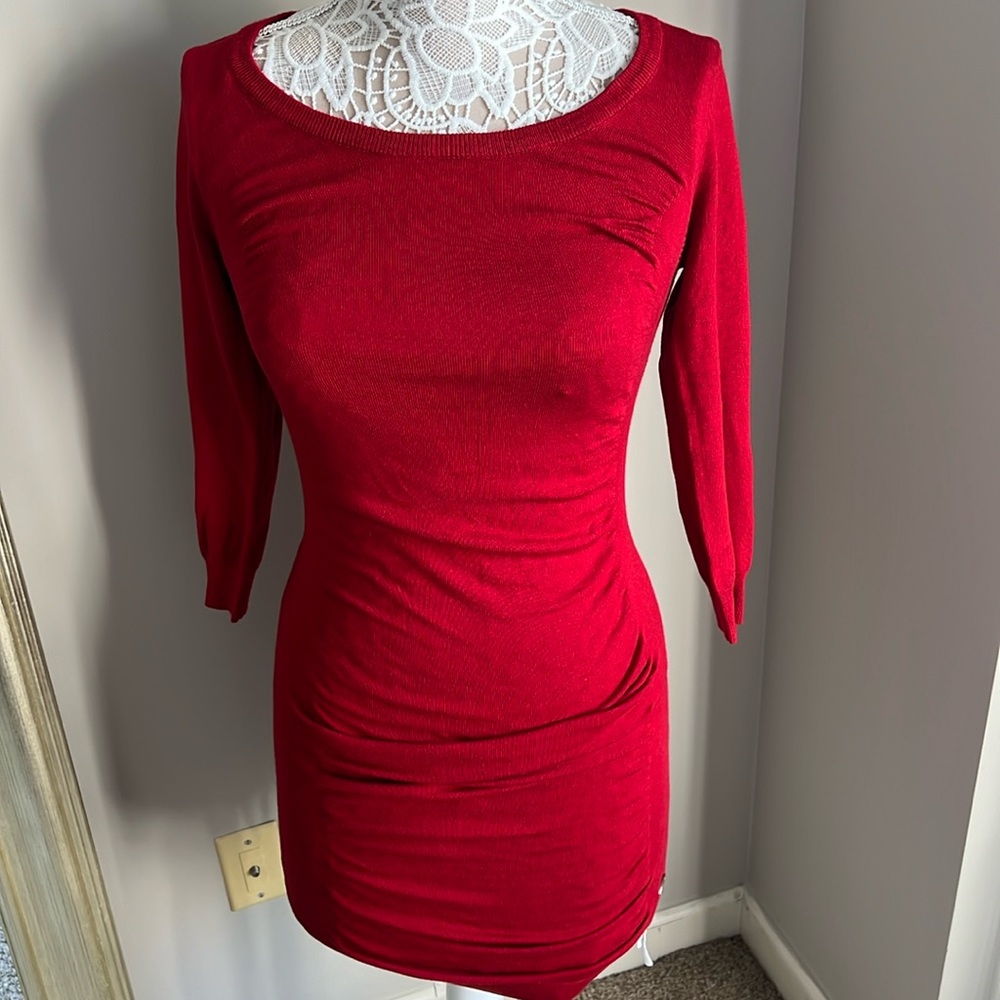 Guess Red long sleeve tight dress